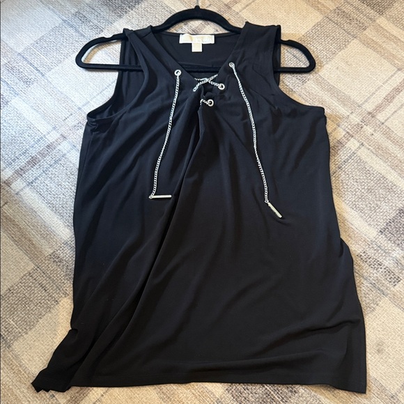 MICHAEL Michael Kors Tops - MICHAEL Michael Kors Black Top with Silver Chain Accents